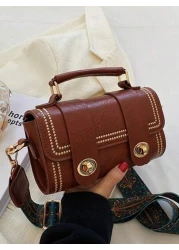 1pc Vintage Cylinder Handbag For Women Daily Use With Fuzzy Decor Retro Inspired Bag For Women