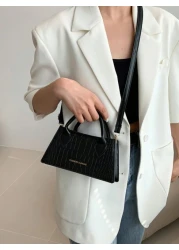 Lightweight Business Casual Small Square Bag Double Handle Crocodile Embossed Letter Pattern For Teen Girls Women College Students Rookies White Collar Workers Perfect For Office College Work Business