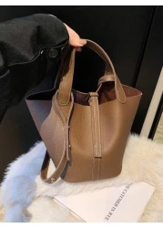 1 Piece Women s New Retro Casual Versatile Solid Color Bucket Handbag Model In Autumn And Winter Suitable For Commuting Daily Dating And Work Women s Fashionable Handbag Can Be Cross Body