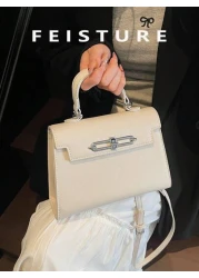 قطعة واحدة من شارة يدوية معدنية من مواد PU عصريّة، حقيبة مربعة صغيرة مزودة بإغلاق مغناطيسي مناسبة للبنات والسي