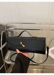 1 Pc Fashion Classic Versatile Daily Commuting Style Solid Color Crocodile Pattern PU Leather Long Strip Flip Style Women s Handbag Suitable For Daily Commuting Daily Clothing Matching And Giving Gift