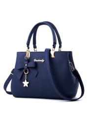 2pcs 1pc Women Solid Color Handbag Wallet Set With PU Leather Bow Pendant Zipper Closure Great Mother s Day Valentine s Day Gift Elegant Women Tote Bag Shoulder Bag Cross Body Bag Large Capacity Purse