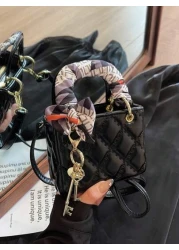 2024 New Burgundy Red Diamond Pattern Handbag Compact And Elegant High End And Atmospheric Crossbody Shoulder Bag Christmas Gift Perfect For Travel And Parties Best Mothers Day Gifts Women