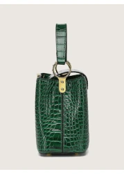 Luxury Brand Women s Handbag Crocodile Texture High Quality Shoulder Bag 2025 New Fashion Versatile Large Capacity Tote Bag Retro Casual Street Wear Minimalist Celebrity Style Glossy Shoulder Bag Blac