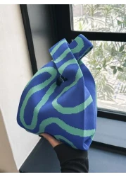 duke bear Knot Bag Ladies Geometric Pattern Crochet Bag Suitable For Vacation 1 Piece Mini Crochet Bags Handheld Bag Geometric Pattern Knitting Crochet Breathable Lightweight Foldable Pocket Suitable