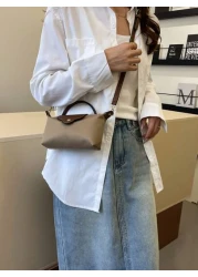 1pc Women Casual Tote Bag Solid Color Shoulder Bag Boston Style Crossbody Handbag