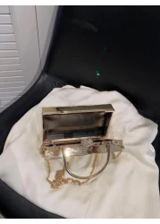 حقيبة يد صغيرة مربعة خفيفة الوزن، كاجوال للعمل، للنساء ذات ملمس أنيق مع تصدعات ذهبية، محفظة صغيرة محمولة مناس