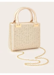 High Quality Luxury Satin Mini Rhinestone Decorated Clutch Bag Elegant Evening Party Handbag Formal Prom Gown Wedding Purse For Ladies Daily Commute Or Dating For Party Wedding Prom Dinner Banquet Mat