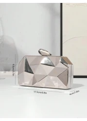 Women s European And American Style Metal Box Crossbody Chain Bag High End Evening Clutch Banquet Purse Formal Party Bag