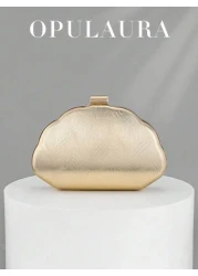 OpulAura Women s Simple Shell Shaped Luxury Leather Clutch Purse Elegant And Charming For Evening Gown Sparkling Night Use Handbag Formal Party Bag Romantic Wedding Bag Comes With Chain