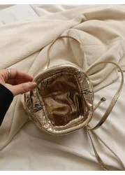 Spring Summer New Simple Solid Color Shiny Pleated Cloud Bag Personalized Large Capacity Outdoor Shopping Shell Bag Fashionable Versatile Travel Vacation Crossbody Bag Casual Daily Commuting Women Sho