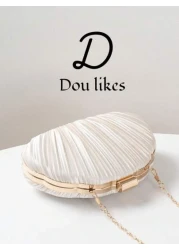 New Luxury Party Clutch Bag Shell Shaped Design Wrinkle Style Evening Bag Lady Handbag For Ceremony