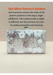 حقيبة كروس بودي أنيقة للنساء مزينة بالترتر على شكل زهور، حقيبة سهرة أنيقة مطرزة بزهور عشوائية باللون الفضي، ا