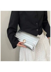 Crocodile Pattern PU Women s Clutch Bag Envelope Style Wallet With Metal Ring Buckle Unique Evening Bag Suitable For Parties Dances Weddings Formal Events