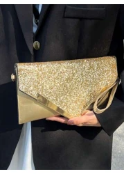 حقيبة قابضة أنيقة مزينة بالقطع البراقة والأنيقة