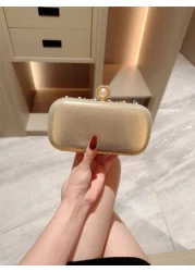 1pc Sparkling Charming Elegant Exquisite Rhinestone Decor Clutch Bag Romantic Faux Pearl Embellished Party Handbag For Women Perfect Gift For Parties Weddings Galas Dinners Banquets Suitable To Pair W