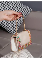 European American Style Elegant Party Clutch Bag With Rhinestone Decor Perfect For Formal Events Banquets Balls Weddings Fashion Versatile Women Handbag