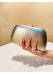 PU Fashion Causal Design Evening Bags Black Metal Leaf Glitter Small Clutch Bags Party Event Dinner Banquet Handbags With Chain Shoulder Purse