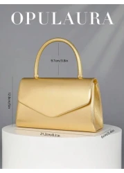 حقيبة يد نسائية فاخرة OpulAura من الجلد مع غطاء، حقيبة يد رسمية لحفلات مع تشطيب لامع معدني، حقيبة مسائية أنيقة للث