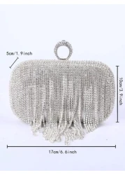 European And American Style Diamond Inlaid Fringe Clutch Bag Ring Handcrafted With Rhinestones Perfect For Evening Events