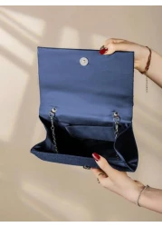 Elegant And Stylish Clutch Bag Charming Silk Knotted Flap Bag Satin Butterfly And Flower Shape Clutch Bag Exquisite Evening Bag Bridal Wedding Bag Luxury Metal Chain Shoulder Bag For Party Girls Women