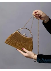 حقيبة مسائية مطلية بالمعادن متلألئة والمرصعة بالراين ستون، أنيقة وبراقة، مناسبة لحفلات النساء والأعراس والع