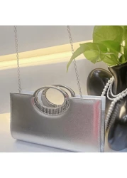 New Arrival Shiny Clutch Bag Small Square Purse For Women Evening Party Bridal Crossbody Bag With Full Rhinestones