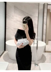 Moonlit EveBag Women s Exquisite Satin Evening Clutch Bag With Rhinestone Decoration Party Dress Bag Prom Bag Evening Bag Chain Handbag Royal Blue