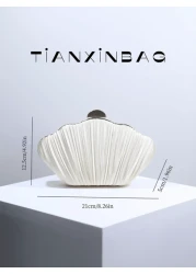 New Fashion High End Party Banquet Seashell Design Clutch Purse Pleated Lady s Hand Held Bag Evening Dress Handbag Formal Event Bag