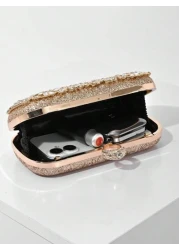 Elegant Women s Crystal Decorated Evening Clutch Luxury Glittering Box Shape Handbag Suitable For Weddings Galas Formal Events Party Purse Women s Top Handle Shoulder Crossbody Bag Perfectly Matching