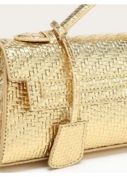 حقيبة يد نسائية من التصميم المنسوج الذهبي قطعة واحدة، حقيبة كتف ذات حمل متنوع خفيفة الوزن