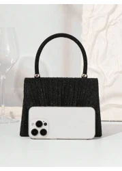 Lightweight Business Casual Rhinestone Decor Bucket Bag Mini Drawstring Design Clear Bag Faux Pearl Bag Evening Bag Dinner Bag Glamorous Elegant Exquisite Quiet Luxury Rhinestone For Party Girl For Wo