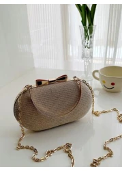 حقيبة مسائية أنيقة وعصرية صغيرة / حقيبة كلاتش لامعة / حقيبة مسائية لامعة مرصعة بالراين ، سلسلة معدنية ، حقيبة ذ