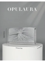 OpulAura Women s Fashion Glitter Flap Clutch Bag With Twist Design Luxury Evening Bag For Formal Wear Suitable For Balls Weddings Parties Birthdays Bridal Clutch Valentines Perfectly Matching With Pro