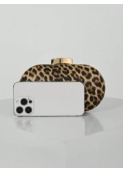 Fashionable PU Leopard Print Evening Clutch Bag Handbag Suitable For Wedding Party And Ball Shoulder Bag With Chain Strap Leopard Print Purse For Women Leopard Comeback