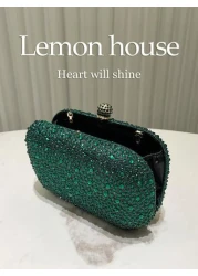 1pc Elegant Green Rhinestone Decor Mini Clutch Purse With Detachable Metal Chain Strap Suitable For Formal Events Wedding Party And Make A Great Gift For Women Perfect For Party Wedding Prom Dinner Ba
