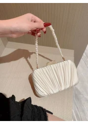 Moonlit EveBag Glamorous Elegant Exquisite Quiet Luxury Sequin Stylish Luxury Shiny Faux Pearl Clutch Box Bag Evening Bag For Wedding For Party Girl Woman Bride Elegant Pearl Clutch Prom Bag