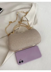 Glamorous Glitter Bling Sequin Luxury Shiny Mini Glitter Rhinestone Decor Box Bag Evening Bag Dinner Bag Faux Pearl Metal Chain Crystal Decor For Party Girl Woman Bride Perfect For Party Wedding Prom