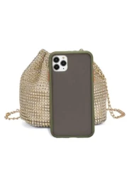 Lightweight Business Casual Rhinestone Decor Bucket Bag Mini Drawstring Design Clear Bag Faux Pearl Bag Evening Bag Dinner Bag Glamorous Elegant Exquisite Quiet Luxury Rhinestone For Party Girl Woman