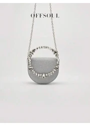Rhinestone Irregular Circle Evening Clutch Bag New Fashion Party Formal Dress Handbag Shiny Chain Shoulder Crossbody Bag For Women