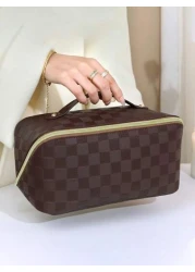 1Pc Travel Makeup Bag PU Waterproof Beauty Storage Box Multi Compartment Toiletries Bag Portable Perfume Storage Box Organizing And Storing Storage Bag Multi Functional Travel Toiletries Bag For Stori