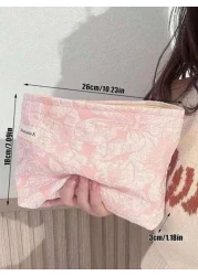 1 PC Cosmetic Bag Makeup Bag Toiletry Organizer Travel Case Organizer Storage Bag Flower Pattern Polyester Elegant Design Widely Used Mother s Day Ladies Women Teenagers Fashionable Stylish Portable L