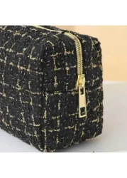 1pc Large Capacity Checkerboard Hand Woven Cosmetic Bag Portable Toiletry Organizer Travel Case For Travel Storage Bag Makeup Bag Cosmetic Bag Vacation Organizer Large Capacity Makeup Organizer Makeup