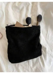 1 Piece Simple Corduroy Makeup Bag Handbag Organizer Pouch Casual Portable Cosmetic Case Summer Travel Vacation Home Bathroom Decor Holiday Makeup Organizer