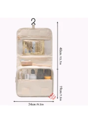1 حقيبة مكياج للسفر، سعة كبيرة لحقائب المستحضرات للنساء، حقيبة محمولة مقاومة للماء تفتح بشكل مستو، حقيبة إكسس
