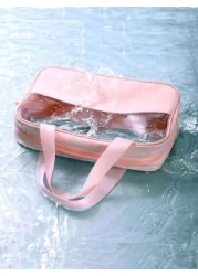 1pc PVC Waterproof Travel Makeup Bag Cosmetic Brush Holder Organizer Pouch Transparent Letter Makeup Bag Summer Holiday Travel Essentials Perfume Storage Box Versatile Luggage Bag Suitable For Lipstic