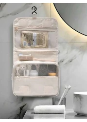 قطعة واحدة شنطة أدوات التجميل المعلقة، حقيبة منظم ماكياج محمول للسفر، حقيبة تخزين متعددة الوظائف مقاومة للما