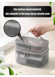 1pc Multi Functional Toiletry Bag Portable Makeup Storage Organizer Waterproof Cosmetic Pouch Large Capacity Travel Bag For Makeup Brushes Lipstick Nail Polish Jewelry Electronics Perfect Gift For Bir