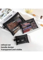 منظم تجميل محمول، تصميم شبكي شفاف كبير السعة، سهل الاستخدام، حقيبة أدوات تجميل مثالية لعشاق التجميل والمسافر