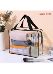 مجموعة 3 حقائب أدوات التجميل شفافة، منظم السفر سعة كبيرة، حقيبة تخزين مستحضرات التجميل متعددة الوظائف، حقيبة